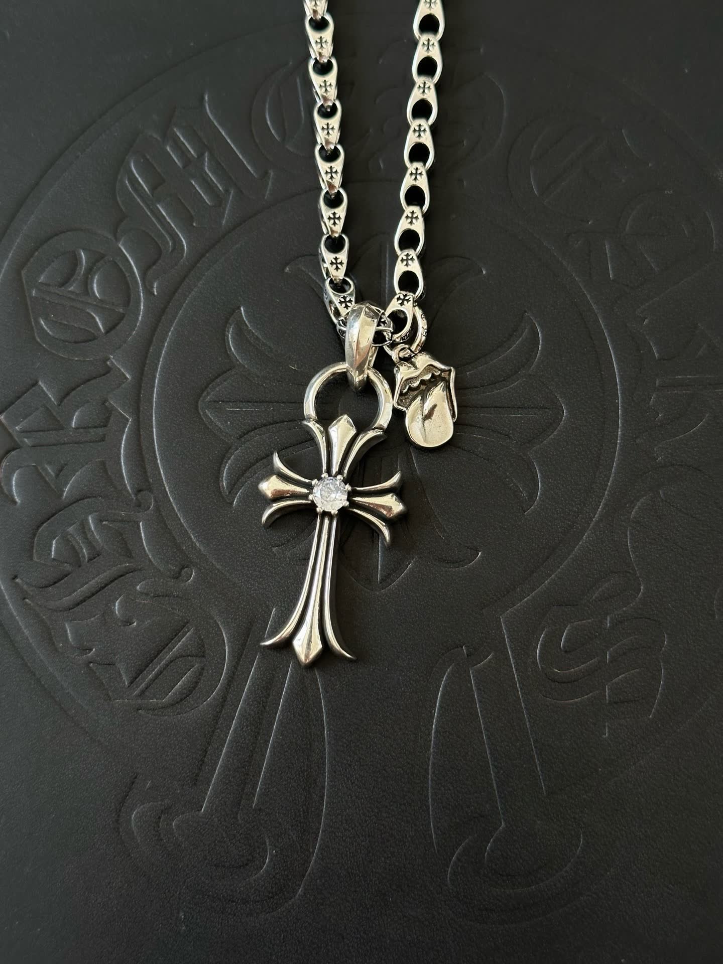 Chrome Hearts Silver Cross Pendant Necklace